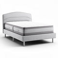 Gray upholstered bed frame with memory foam mattress 200 x 160 x 50cm