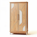 Wooden wardrobe with geometric design and metal legs 180 x 80 x 40cm