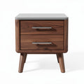 Walnut nightstand with gray top and two drawers for storage 50 x 40 x 45cm