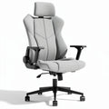 Ergonomic swivel office chair in white leather with adjustable headrest 70 x 70 x 120cm