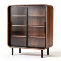 Wooden storage cabinet with glass doors and metal frame 80 x 40 x 100cm