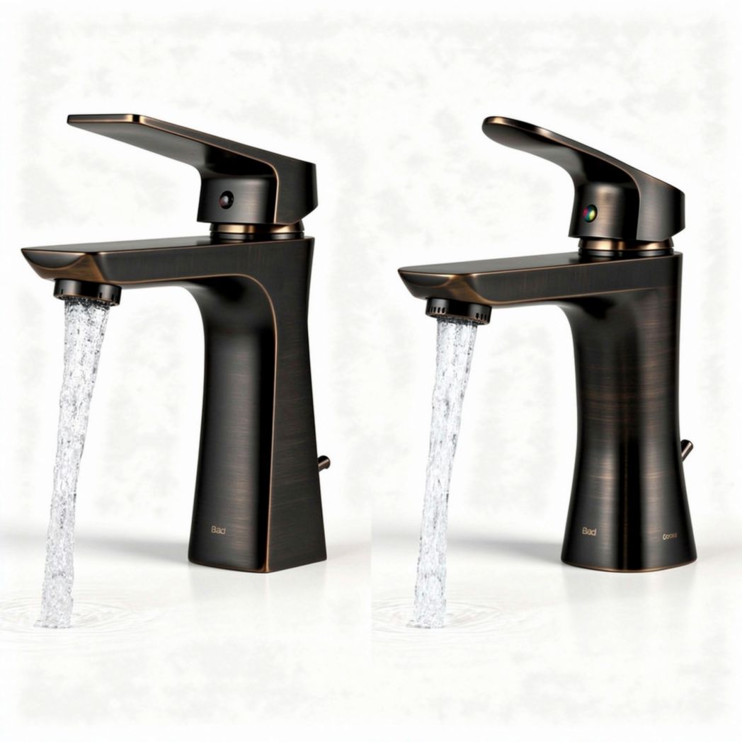 Bronze bathroom faucet with single handle and water flow control 20 x 10 x 15cm