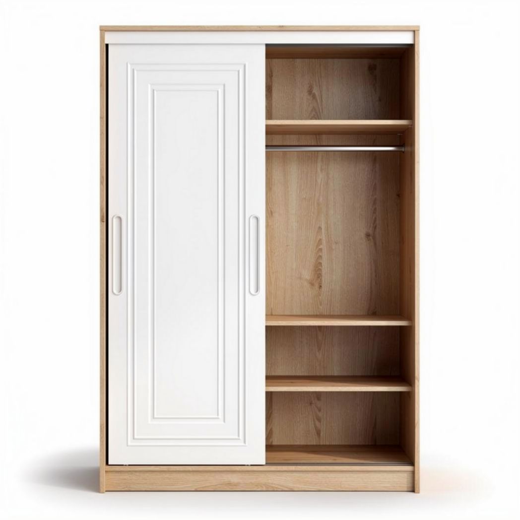 Wooden wardrobe with sliding door and adjustable shelves 80 x 45 x 180cm